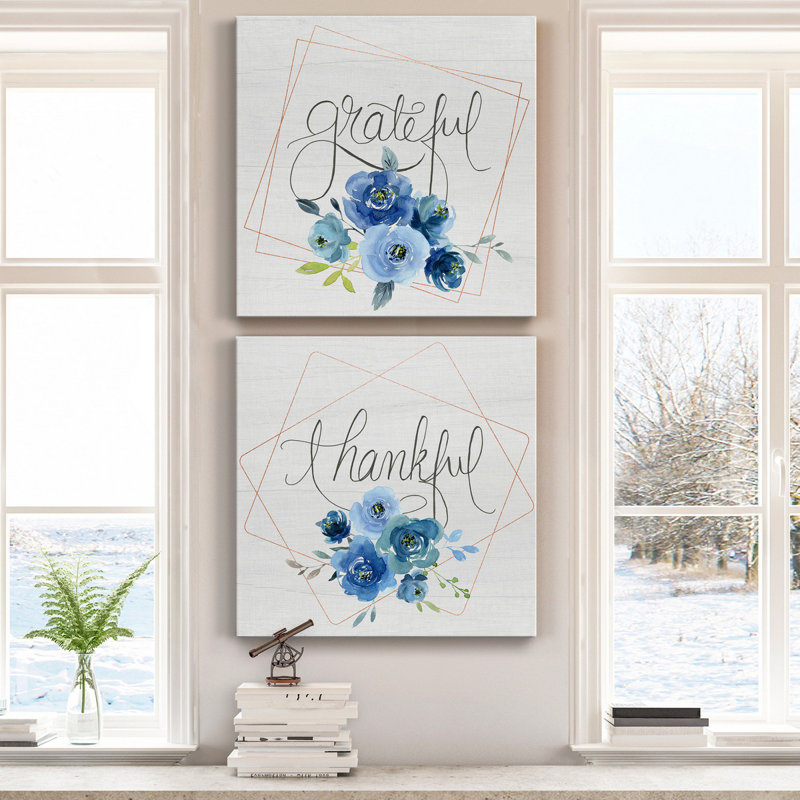 Grateful - Ensemble de 2 reproductions d'art sur toile tendue, H 32 po x l 64 po x P 1 po