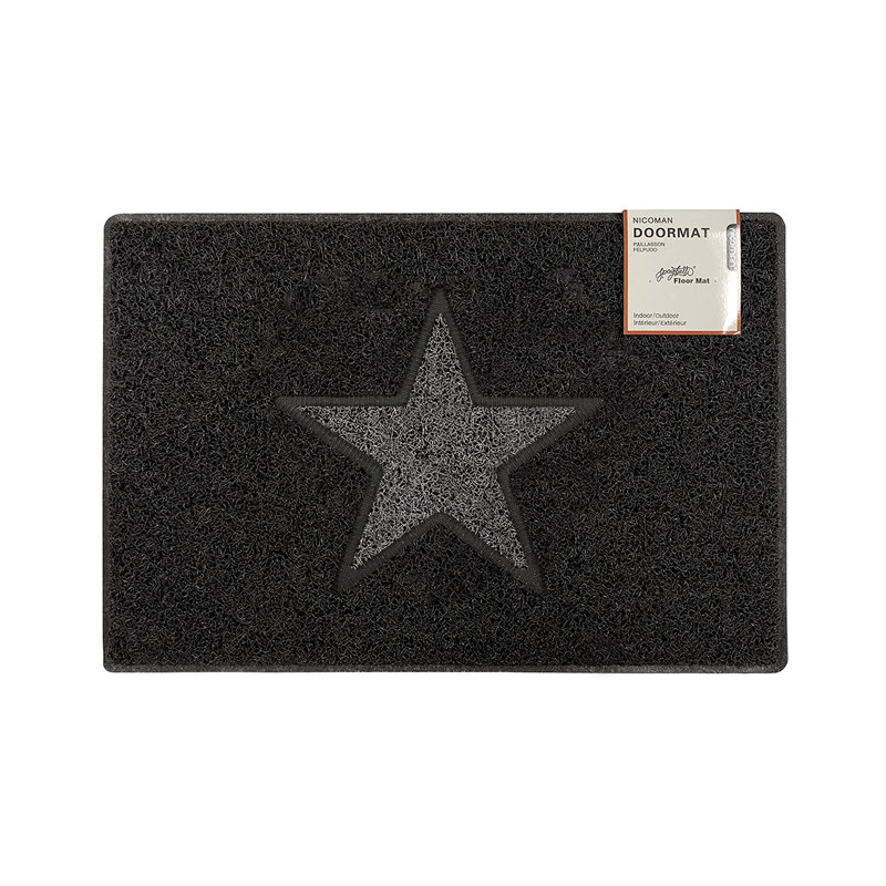 Star Medium Doormat with Star, Black