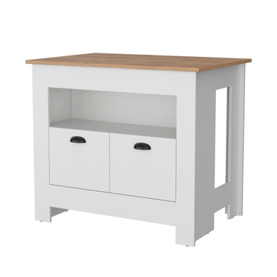 White 2-Door Kitchen Island, Modern To Classic, Ensuring A Harmonious Blend With Your Decor