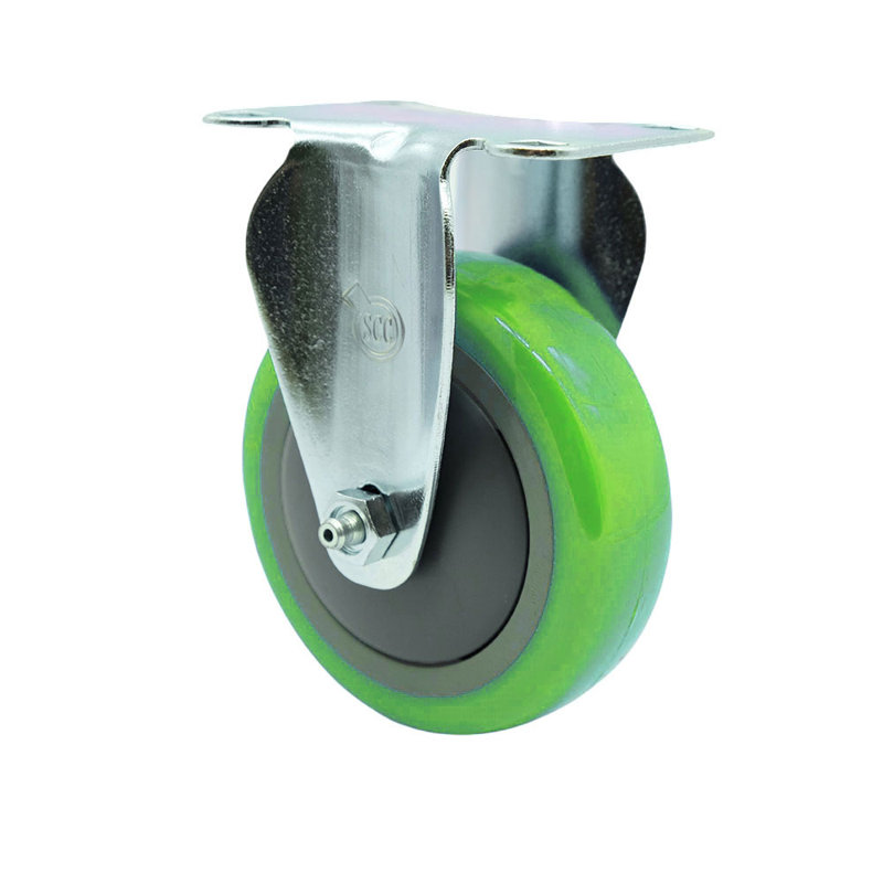 Roulettes de service de 4 pouces en polyuréthane vert