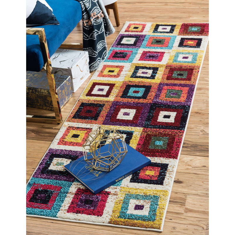 Jesusa Washable Geometric Indoor Rug, Runner 2'7" x 10'