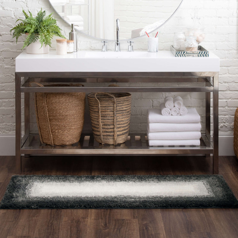 Tapis pour salle de bain Sparkman, L 24 po x L 60 po, Étain