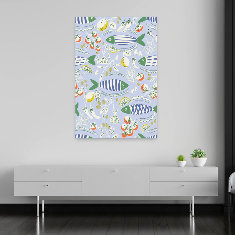 Art mural contemporain, poisson méditerranéen, H 60 po x l 40 po