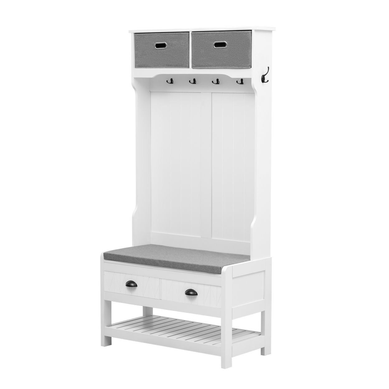 Red Barrel Studio Hall Tree with 4 Hooks and Hinged Lid, Coat Hanger