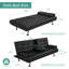 66" Click-Clack Convertible Sofa Bed with Cup Holder Table, Compact PU Leather Futon Couch for Small Spaces, Black-1873161251