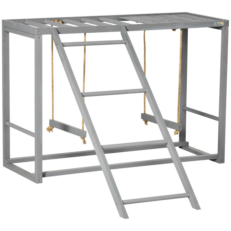 Jeu de poules avec balançoire, accessoire de poulailler en bois pour 3 à 4 oiseaux, perchoirs multiples gris et accessoire de divertissement et de santé pour les poules, les oiseaux encouragent la mobilité des poulets