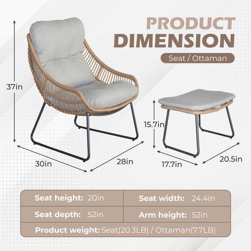 Chaises longues avec coussins Allexis, Gris