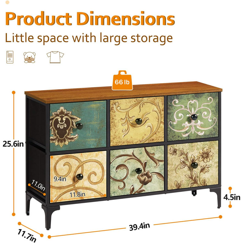 Commode 6 tiroirs Hinderich