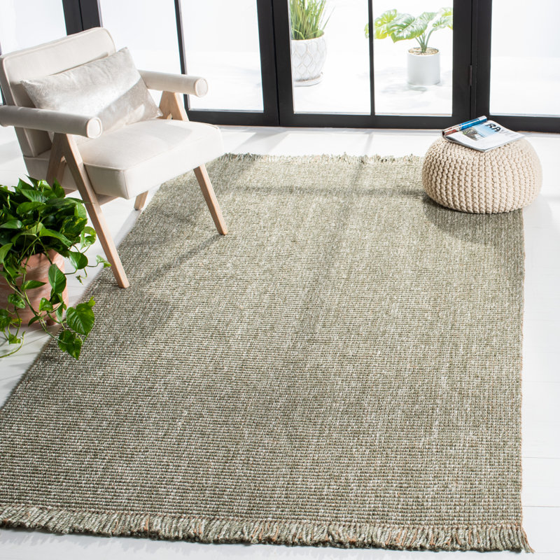 Tapis de couleur unie performance tissé à la main Pulcherie, Rectangle de 5 pi x 8 pi