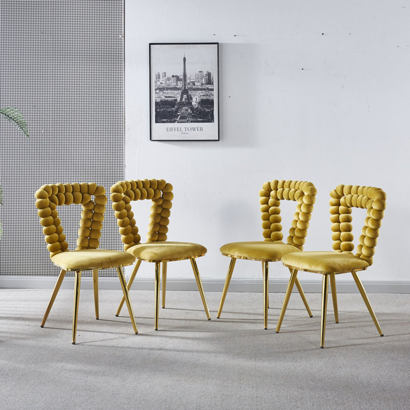 Upholstered Dining Chairs Set of 4,Kitchen Chairs,Side Chairs, Yellow