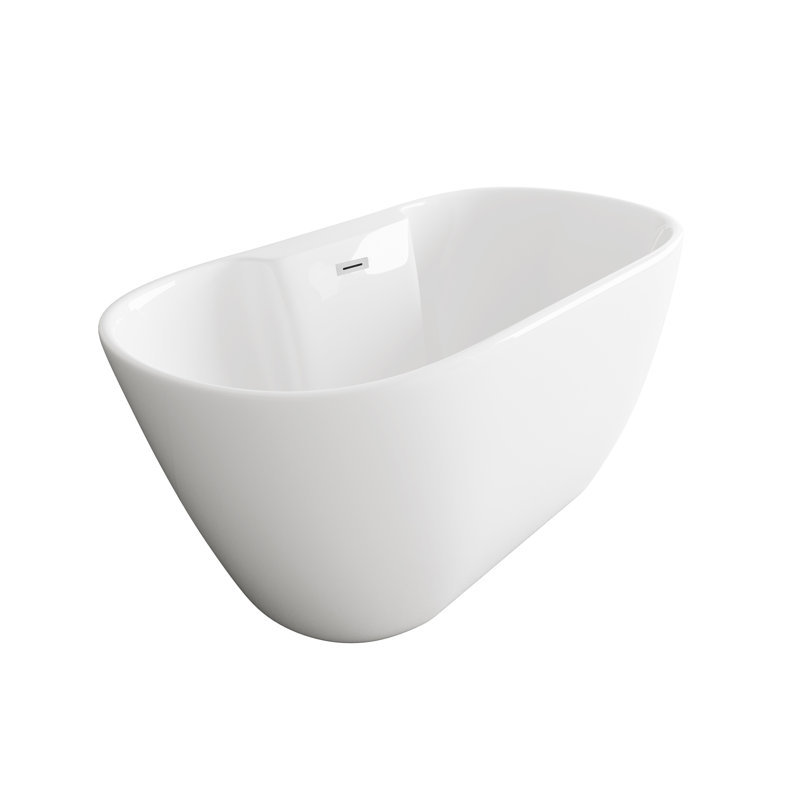 59 Inch Bathtub in Glossy White with Trim, Chrome