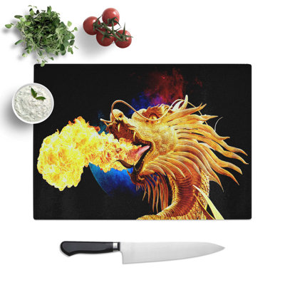 Glass Golden Dragon Chopping Board