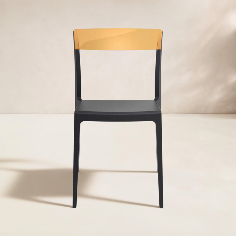 Kliebert Stackable Patio Side Chair, Black/Transparent Red