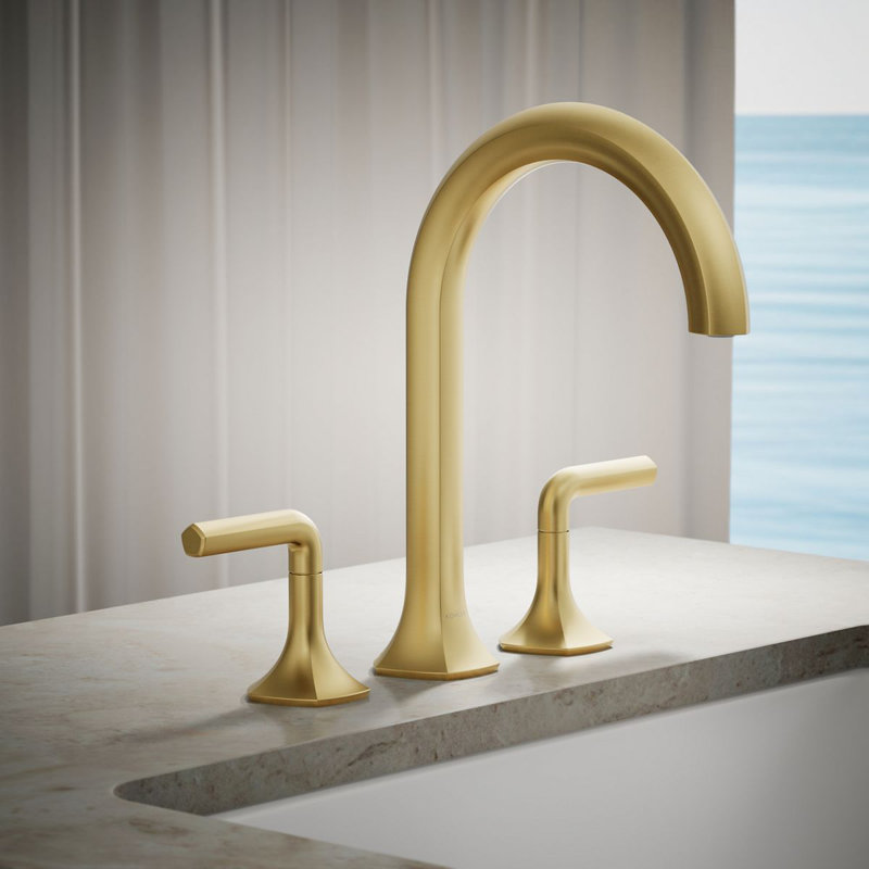 Occasion Deck-Mount Bath Spout With Cane Design, Vibrant Brushed Moderne Brass