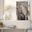 Art mural sur toile, fond de fougère blanche sur fond gris et brun patiné-726802369