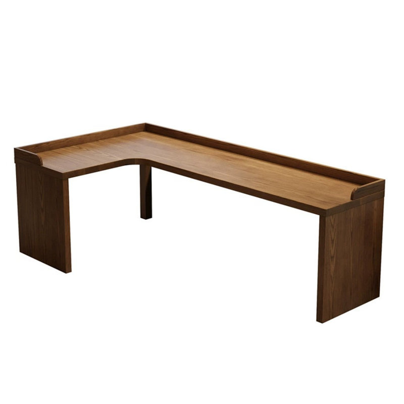 Light-walnut L-Shaped Solid Wood desk, 31.5" H x 78.35" W x 47.24" D, Left Hand Return