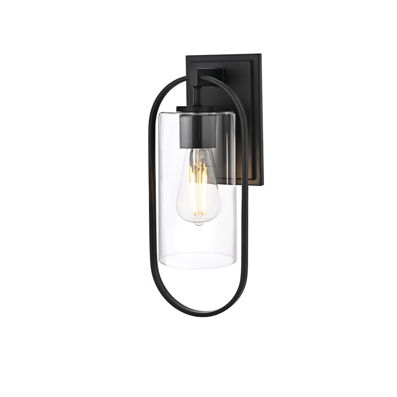 Jaxson Outdoor Wall sconce in Black, 15" H x 6" W x 6" D