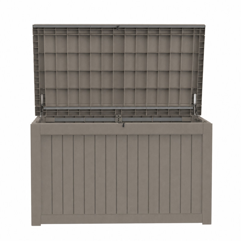 Grande boîte de rangement en résine résistante aux intempéries de 300 gallons pour l'extérieur, Grey