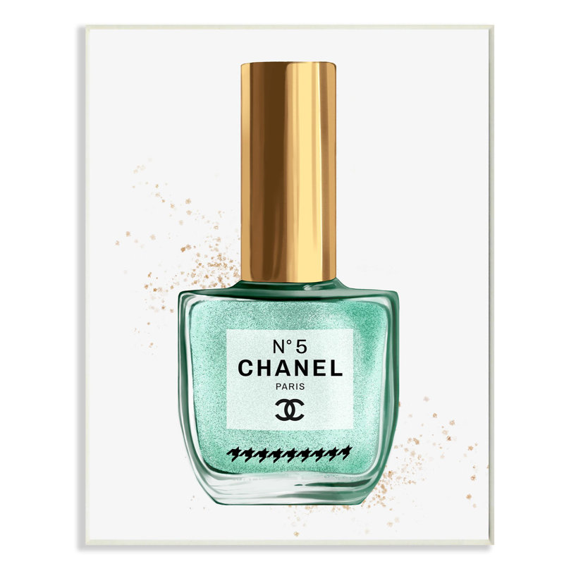 «Makquillage Nail Vernis Cyan Gold Fashion Design», impression, H 19 po x l 13 po, Plaque murale