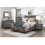 Grand lit plateforme 1Pc au fini gris avec rangement pour pied de lit et meubles en bois de style traditionnel (lit seulement)