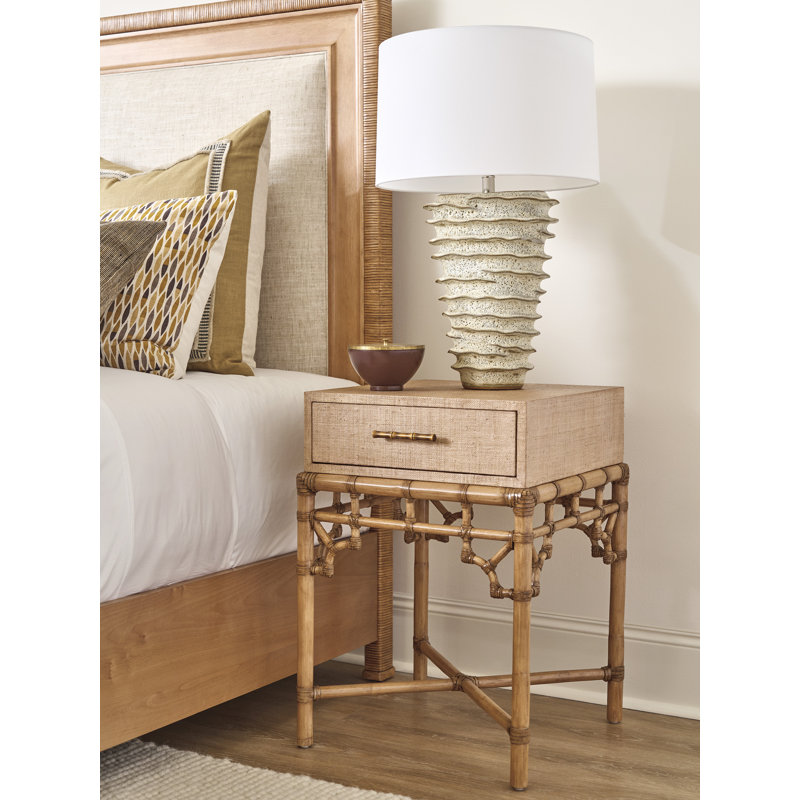 Arvida 20'' W Bamboo / Rattan Nightstand, Brown