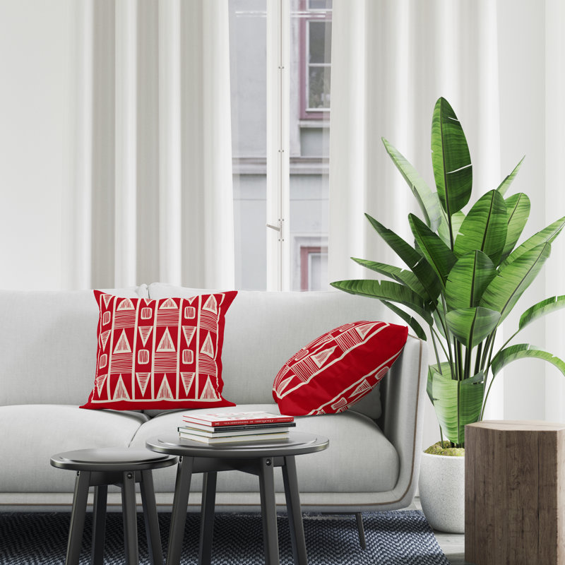 Jeté carré en polyester intérieur / extérieur, L 17 po x H 17 po, Rouge