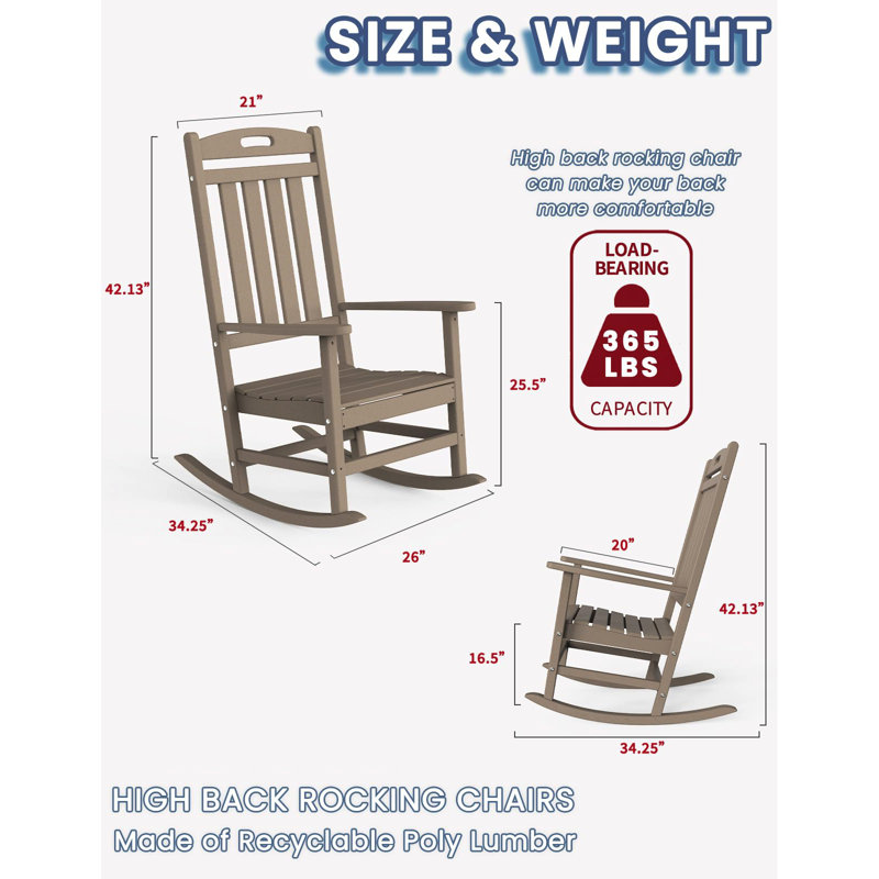 Chaise berçante en plastique Mccutcheon, Bois patiné