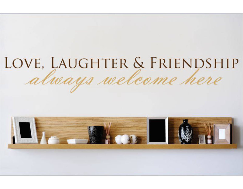 Décalcomanie murale « love », « rire & amitié always here here here », Brun, H 6 po x l 30 po x P 0,16 po