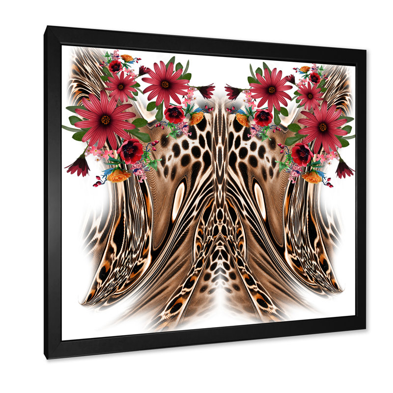 Flower Leopard " Flower Leopard ", Black Picture Frame, 16" H x 16" W