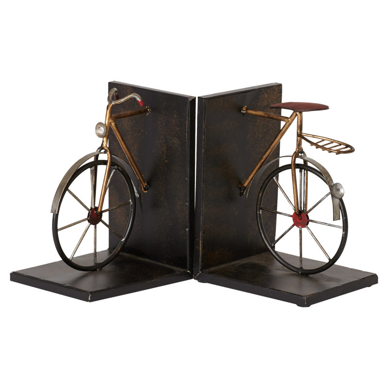 Metal Weathered Bike Decorative Black Bookends
