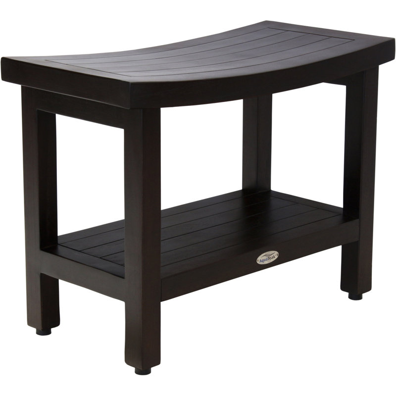Patented 24" Sumba Mocha Teak Shower Bench with Shelf