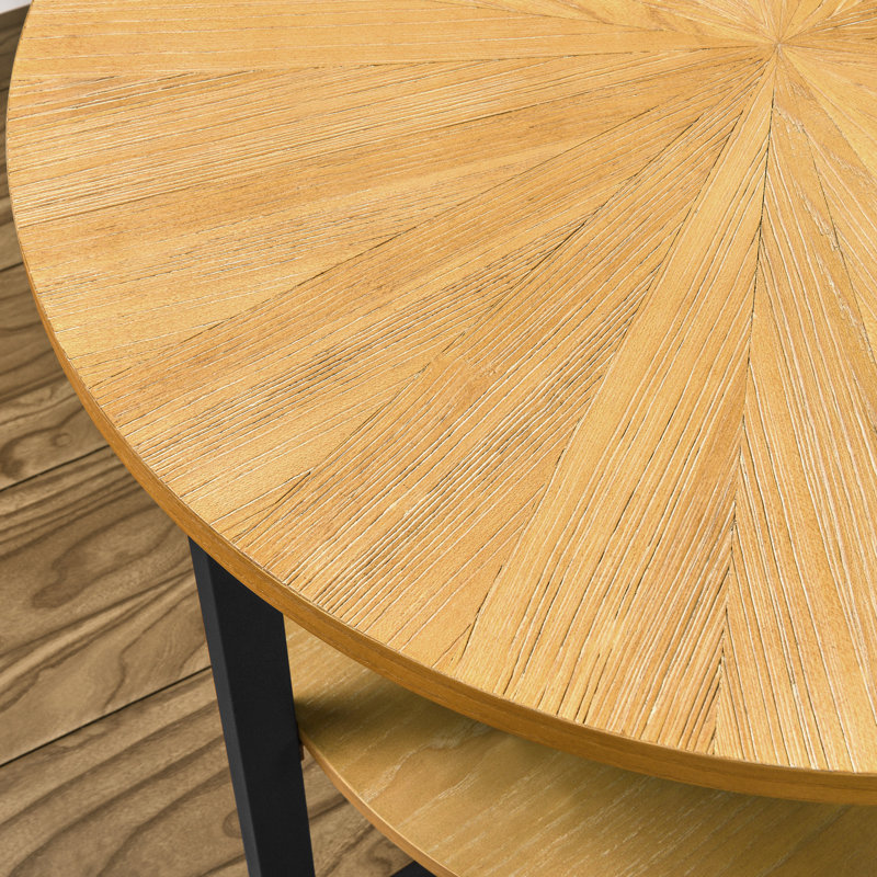 Ensemble de tables de bout en bois massif à 3 pieds, Chêne clair