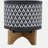 Ceramic 8" Aztec Planter on Wooden Stand, Gray-1555500736