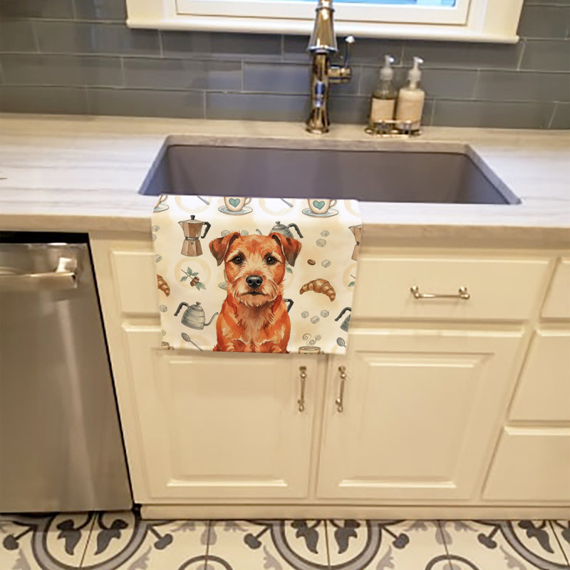 Red Border Terrier Coffee Bar Kitchen Towel, Red Border Terrier