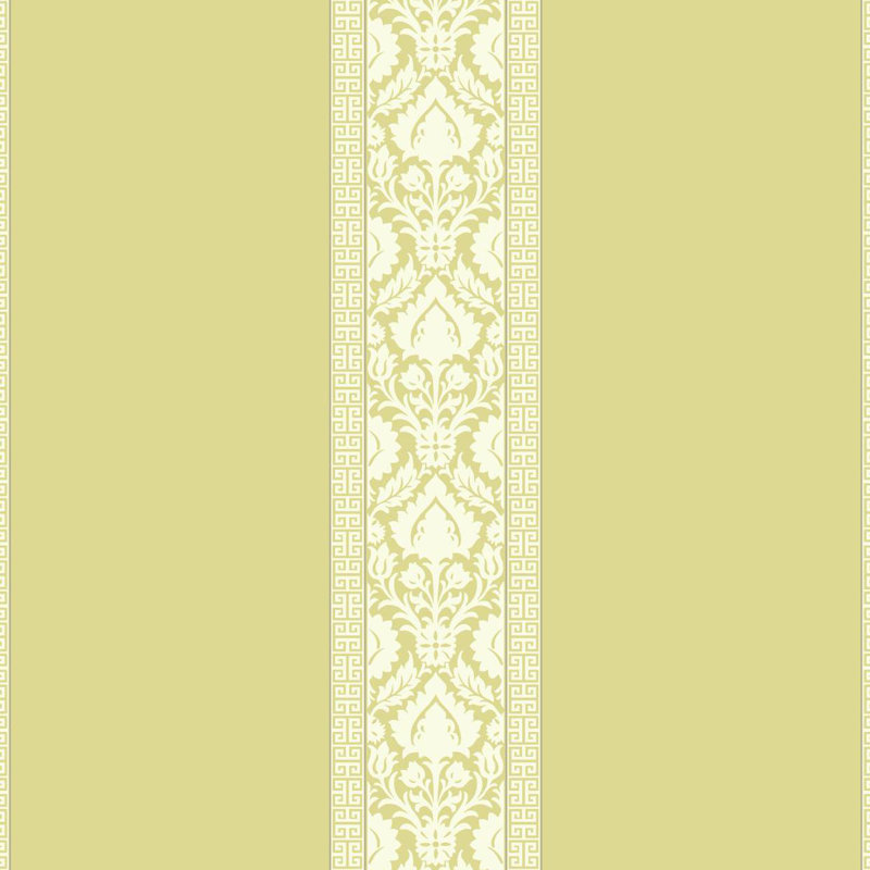 Rouleau de papier peint à rayures Ricard, Vert jaunâtre / blanc