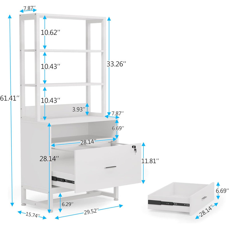 29.52'' Wide 2 - Drawer Filing File Storage Cabinet, White