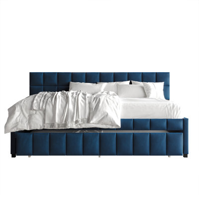 Twin Daybed Velvet With Trundle by Mercer41
