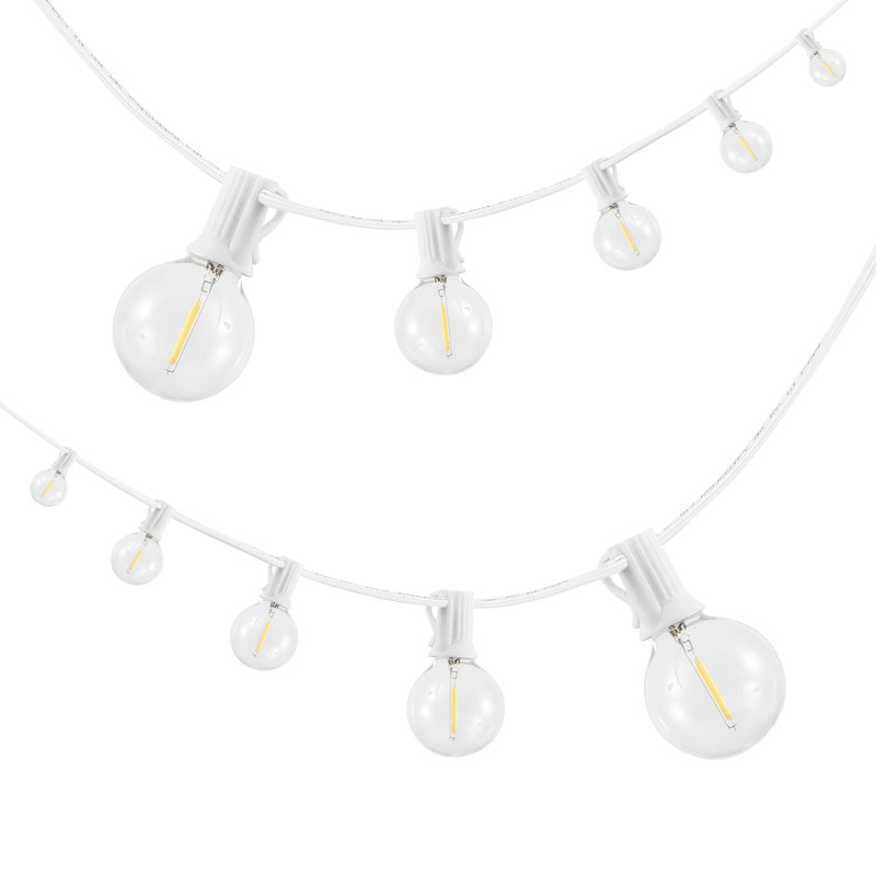 Guirlande de 25 lumières sphériques d'extérieur 25 '(connectables de bout en bout), Blanc