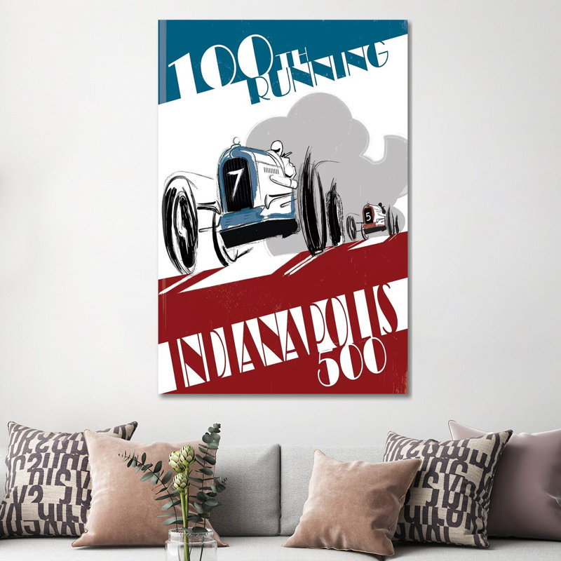 Impression graphique Indy 500 par Fly, Pas de tapis, H 60 po x l 40po x P 1,5 po, Toile tendue