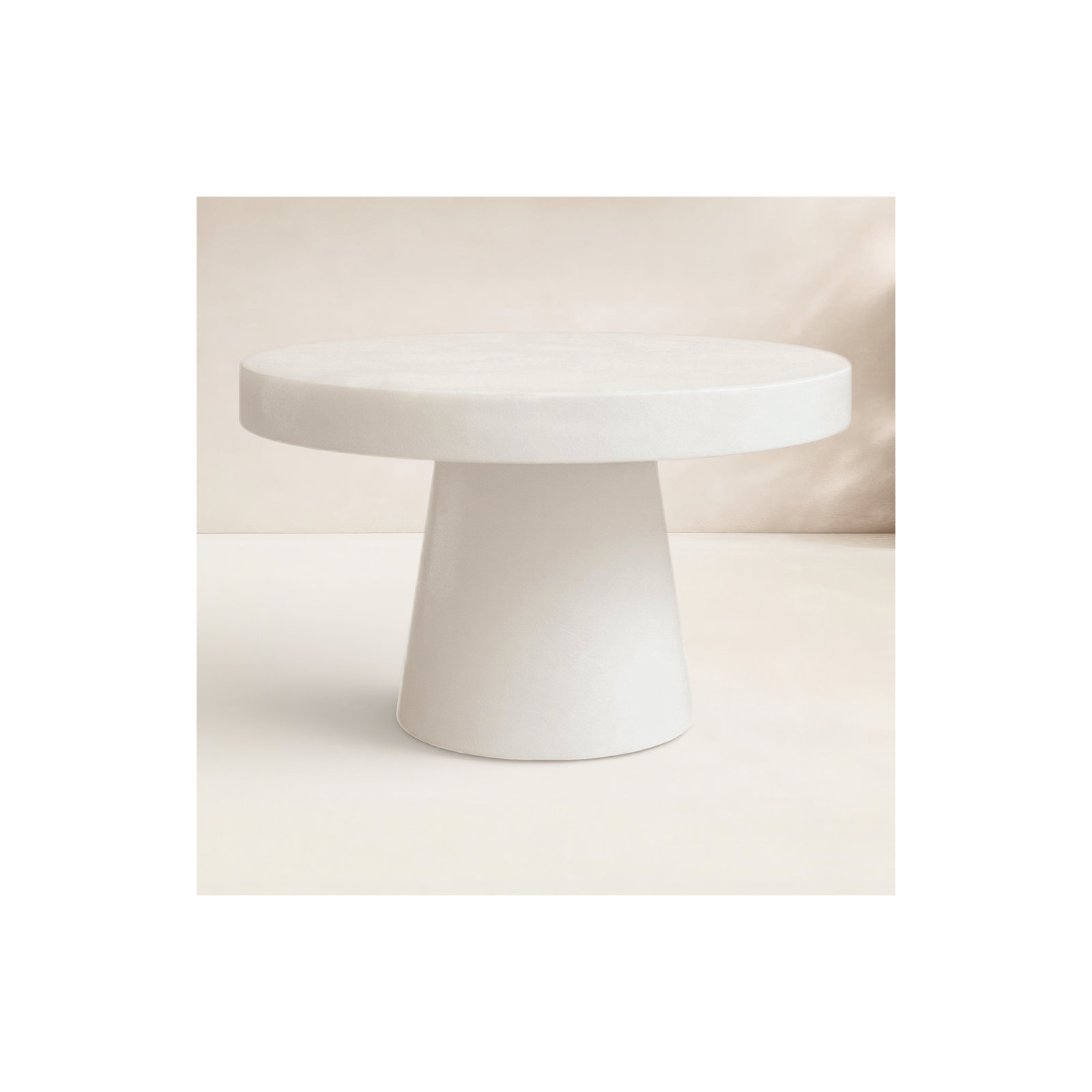 Prevelly Modern Concrete Round Coffee Table, White
