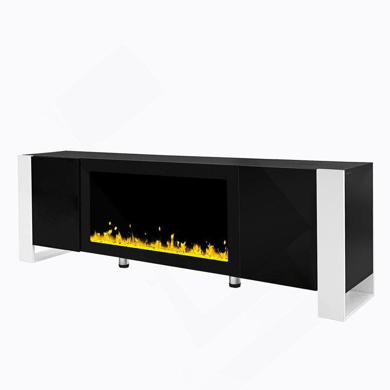 Meuble télé 70 po avec foyer électrique Modern, Noir
