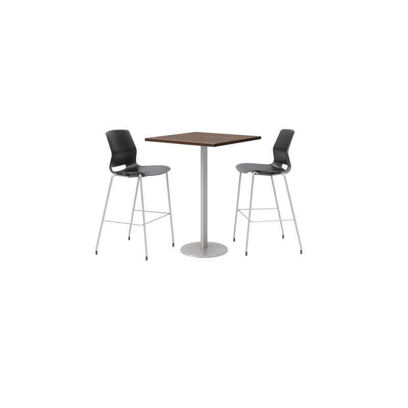 Ensemble de table de salle à manger carrée 30 "et chaise, Noir, noir, noir, noir, Teck studio