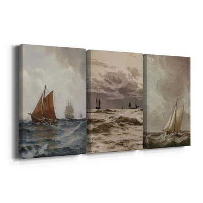 Paysage rétro CCxxv - Toile tendue avec châssis sur mesure - 3 pièces