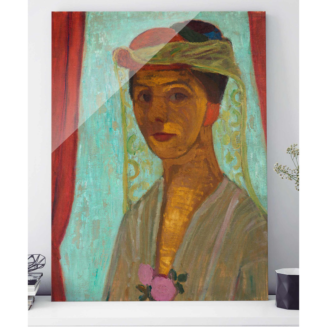 Glasbild Self-Portrait with Hat and Veil von Paula Modersohn-Becker