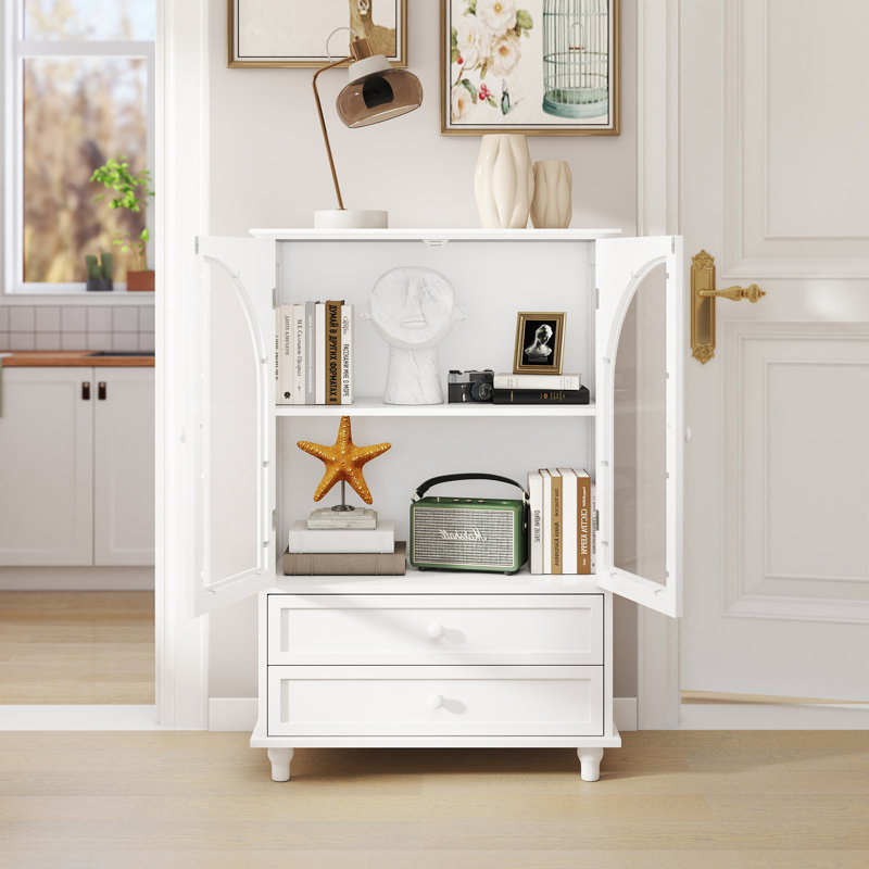 Armoire arquée en verre trempé avec 2 tiroirs