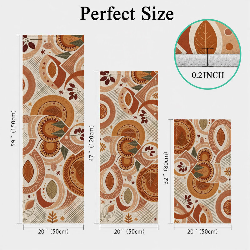 Retro Circles Non-Slip Washable Kitchen Mats