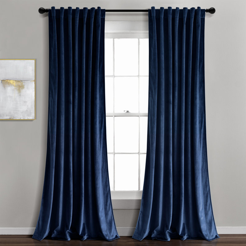 Rust Velvet Blackout Pleated Window Curtain Panels