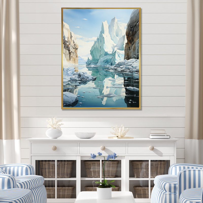 «Teal Iceberg», impression sur toile, H 20 po x l 12 po x P 1 po, Cadre flottant doré