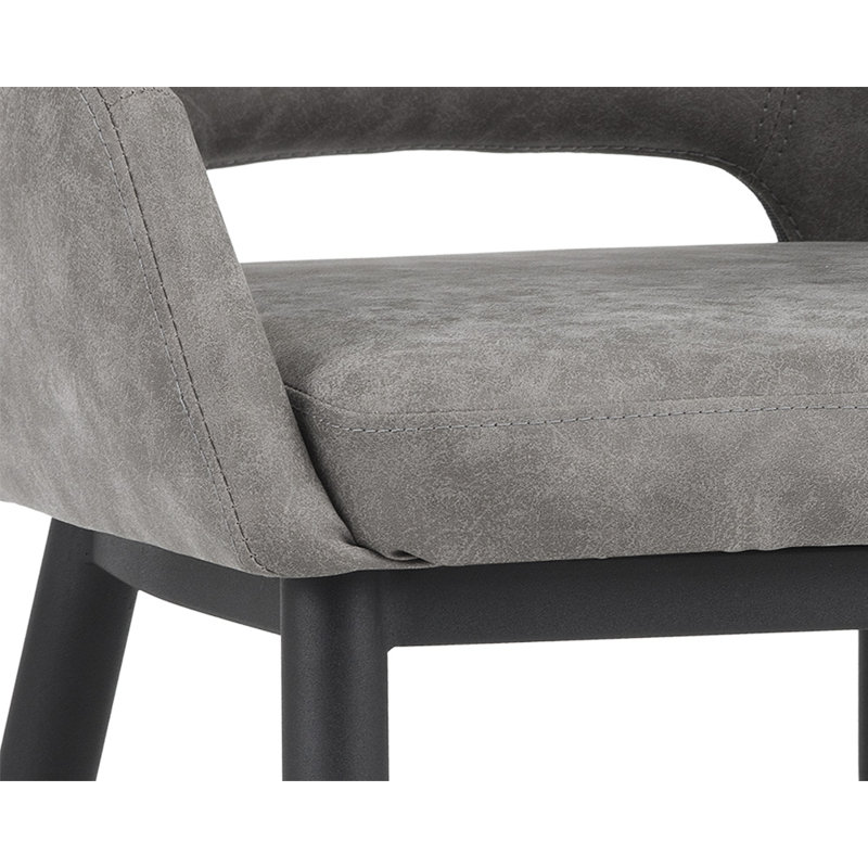 Urban Unity Upholstered Arm Chair, Gray , Black Faux Leather