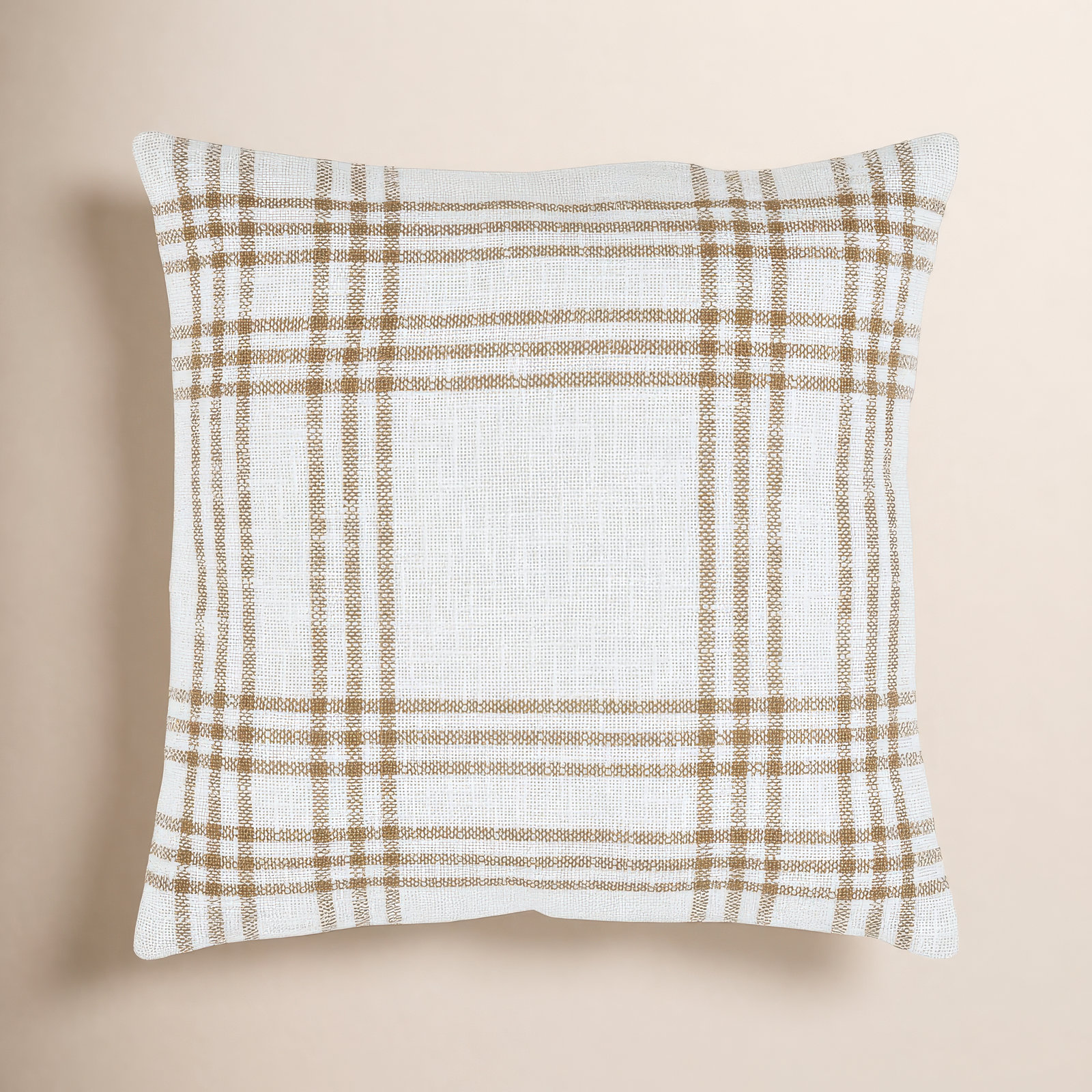 Attica 18" x 18" Cotton Throw Pillow, Golden Tan/Soft White